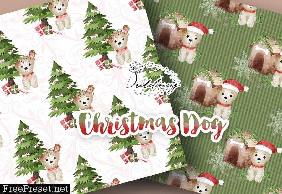 Cute Christmas Dod digital paper pack PN8W7ZC