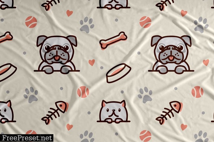 Dog Cat Pet Vector Seamless Pattern Background