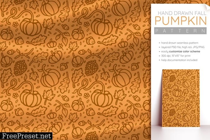 Fall Pattern (Pumpkin Pattern Halloween Seamless) PJJSWQK