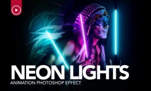 Gif Animated Neon Light Photoshop Action PL5AEGV