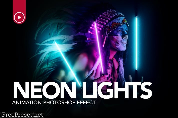 Gif Animated Neon Light Photoshop Action PL5AEGV