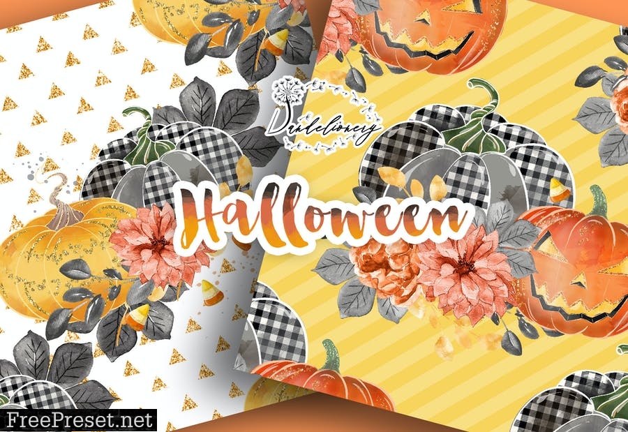 Happy Halloween digital paper pack KY2S3GN