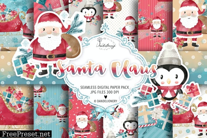 Santa Claus digital paper pack SW2JMQ2