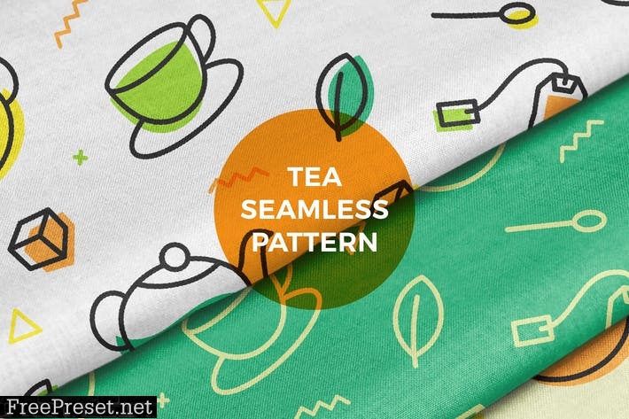 Tea Leaf Pot Cup Seamless Pattern EG67XVQ