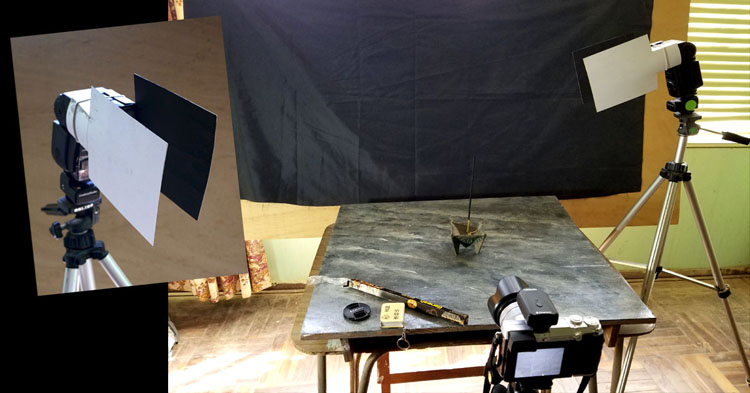 complete view of camera and flash setup for smoke photography