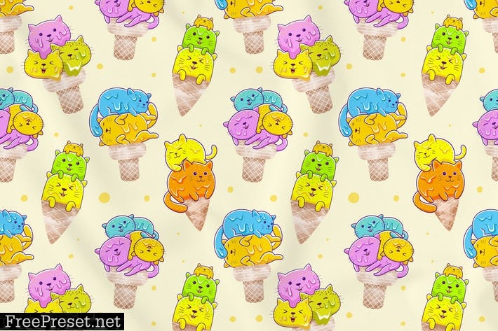 Cats Ice Cream Seamless Pattern Vol. 1 9F7ACGE