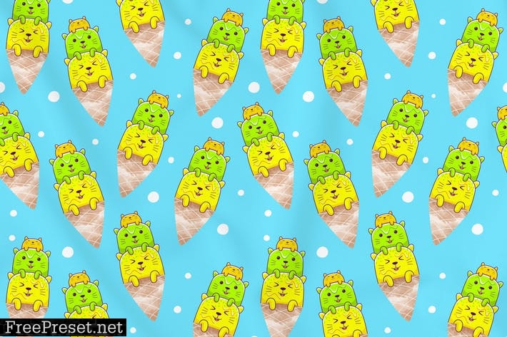 Cats Ice Cream Seamless Pattern Vol. 3 Q2BNS4E