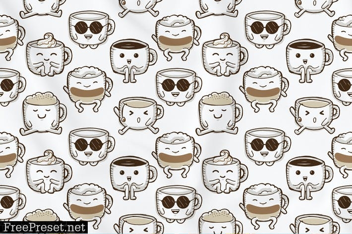 Cute Coffee Seamless Pattern GBTN7KQ