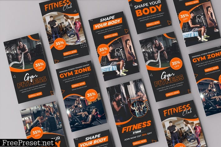 Fitness Bodybuilding Instagram Stories Template DFGW27M