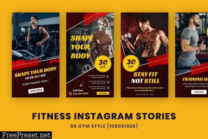 Fitness Instagram Stories Template CZERWFS