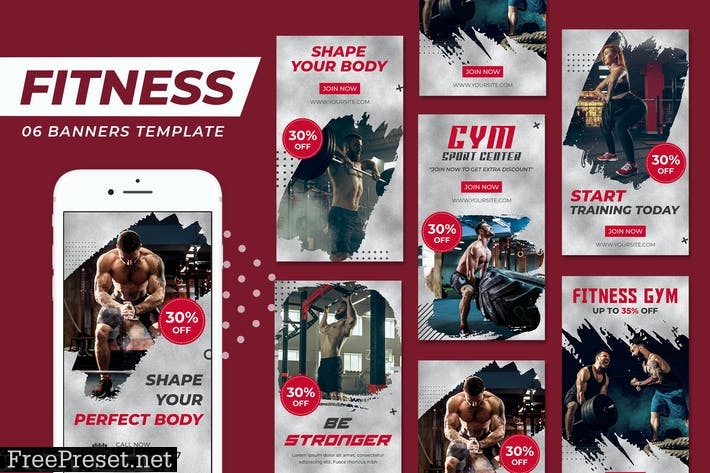 Gym Fitness Instagram Stories Template GJ5YJCA