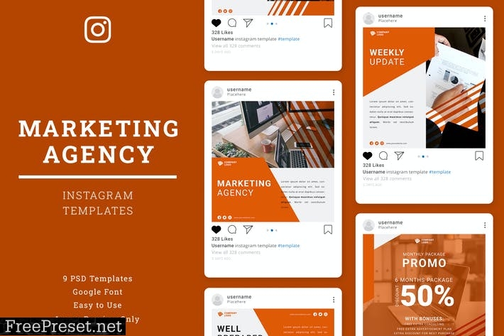 Marketing Agency Instagram Post Template W862BQL
