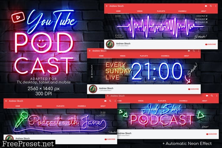 Neon Podcast - YouTube Channel Art G9KVA4Q