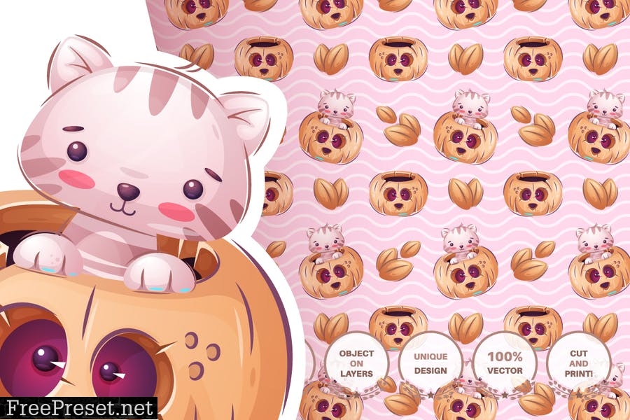 Set cute sticker - seamless pattern ENCGGS7