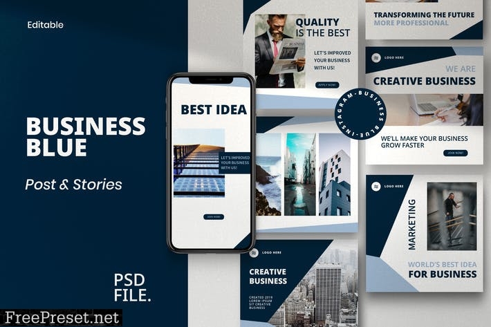 Business Blue - Post & Story Instagram Vol.1 2DNPCW8