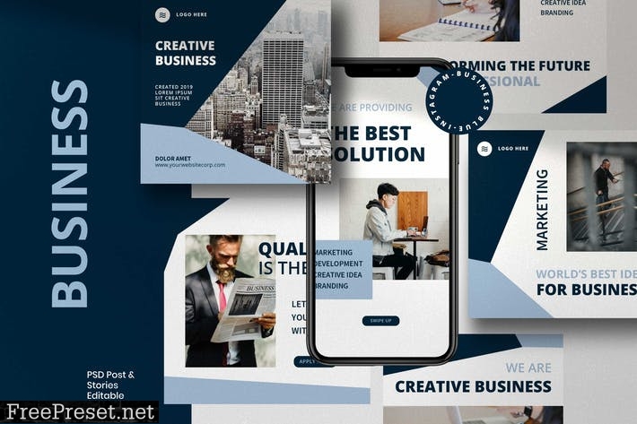 Business Blue - Post & Story Instagram Vol.2 MZ7QGV9