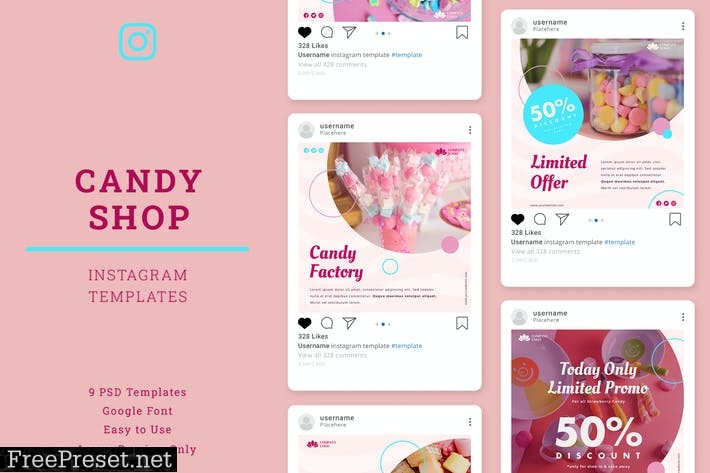 Candy Shop Instagram Post Template K764QAL