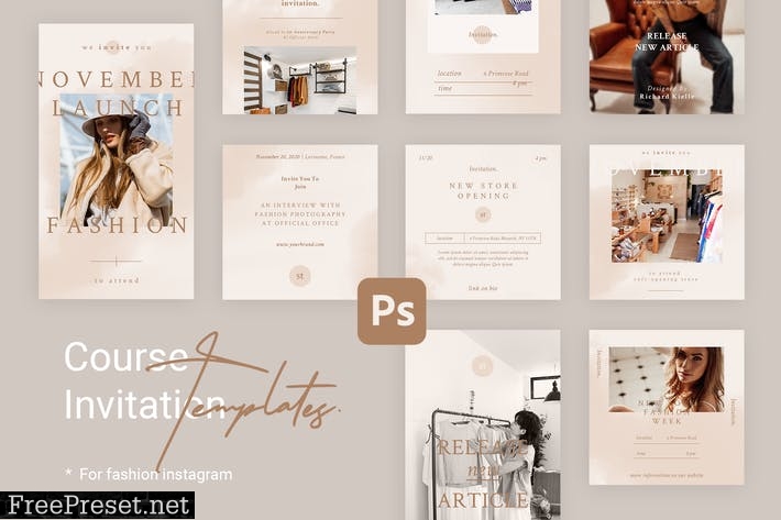 Course Invitation Instagram Templates for Fashion