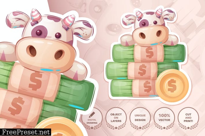 Cow with money - seamless pattern Y9MCUWV