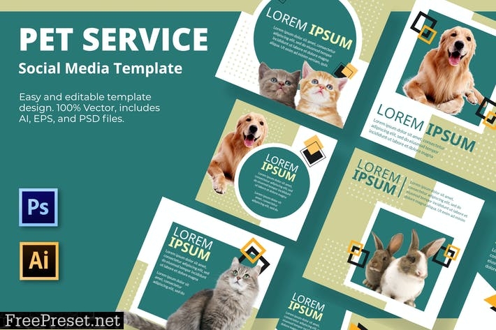 Pet Service Social Media Template 5UN5K2L