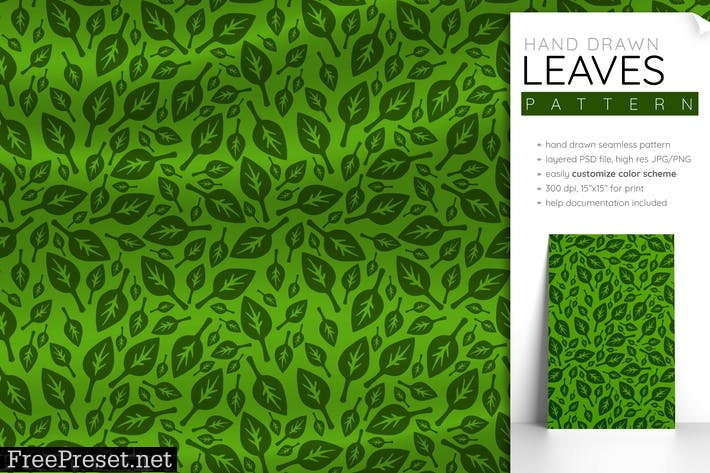 Seamless Pattern Leaves (Leaf Pattern Foliage)  DBJ4XTF