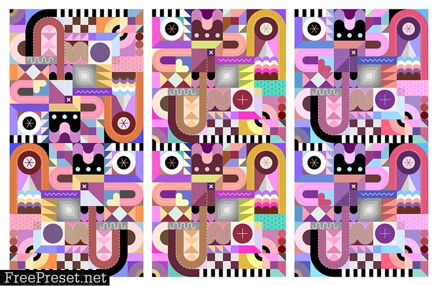 3 Seamless Geometric Pattern Designs K6QMG46