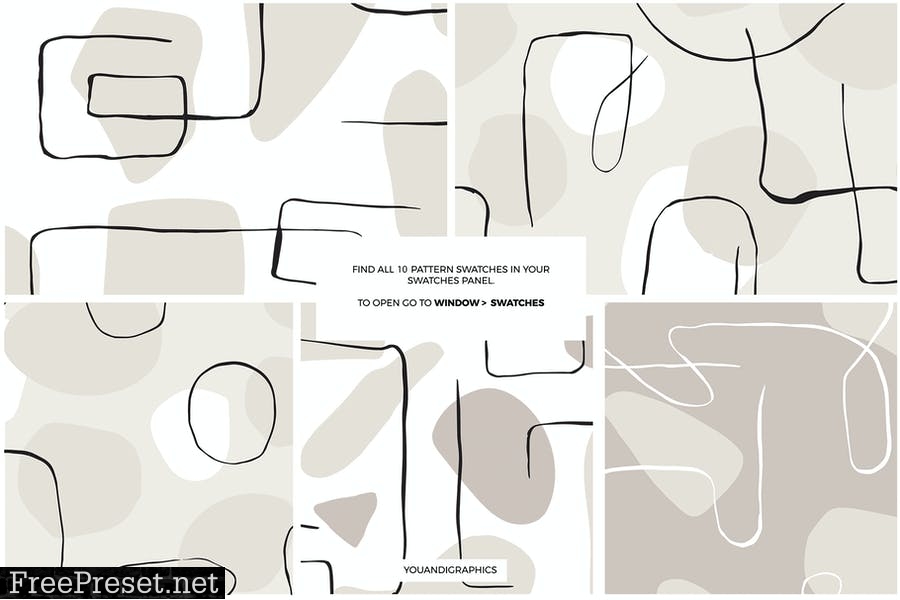 Abstract Line Art Seamless Patterns 8ZPGG8N