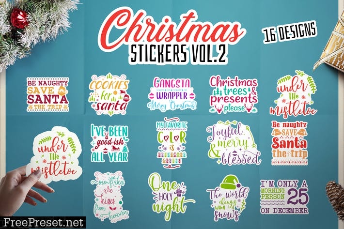 Christmas Stickers Bundle Vector Clip Art. Vol 2 QZBEUYV