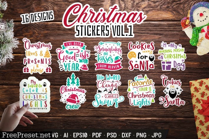 Christmas Stickers Bundle Vector Xmas Labels. Vol1 LF4AB64