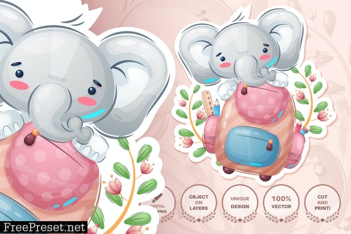 Elephant in the school - seamless pattern 62BPCFR