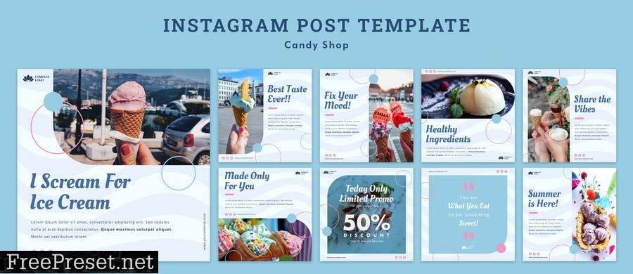 Ice Cream Shop Instagram Post Template WCWFRAG