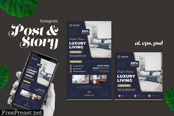 Luxury Living Interior Instagram Story Post A8AL5RP
