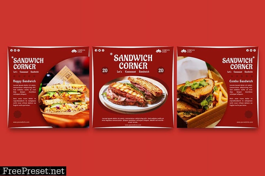 Sandwich Restaurant Instagram Post Template ETSMCMY