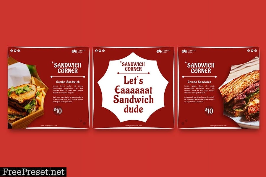 Sandwich Restaurant Instagram Post Template ETSMCMY