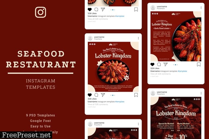 Seafood Restaurant Instagram Post Template 4HXLAHE