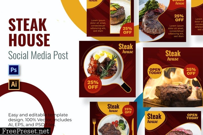 Steak Social Media Template MW8H24Z