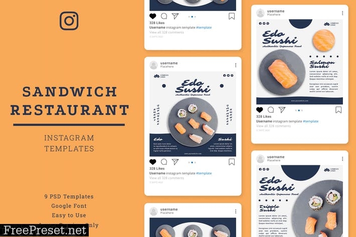 Sushi Restaurant Instagram Post Template