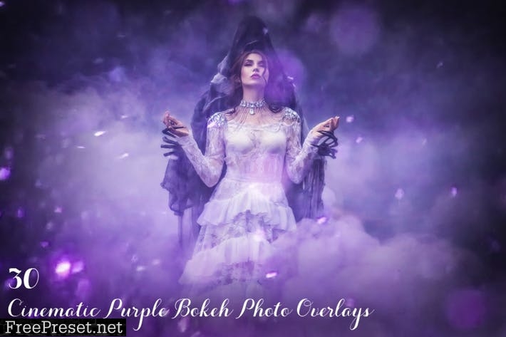 30 Cinematic Purple Bokeh Photo Overlays