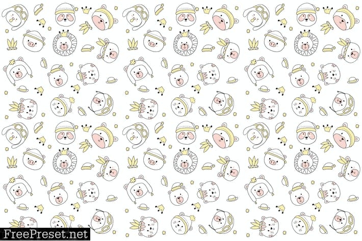 cute animal head pattern WMVHGFJ