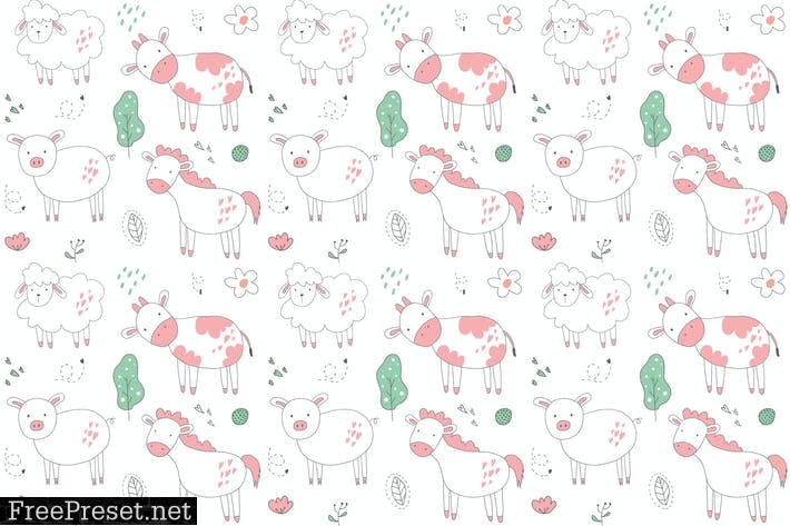 cute animal vector pattern LQNPMWL