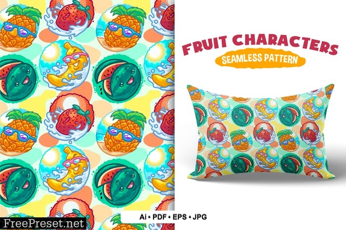 Fruit characters Seamless Pattern QQX2DJY