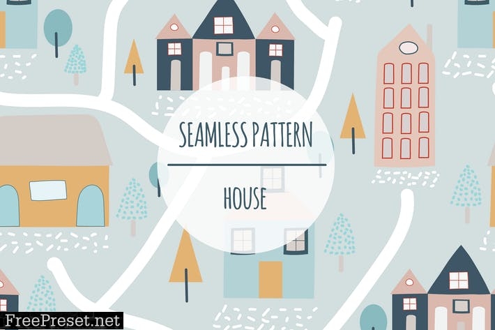 House – Seamless Pattern A4E8C8J