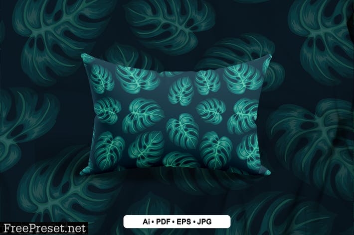 Monstera Leaf Seamless Pattern 9ZP8PUT