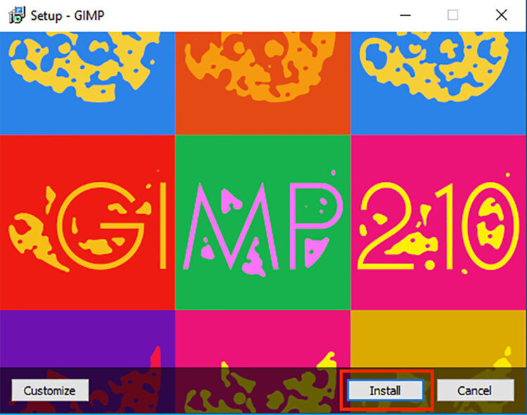 Windows splash screen for GIMP setup when installing