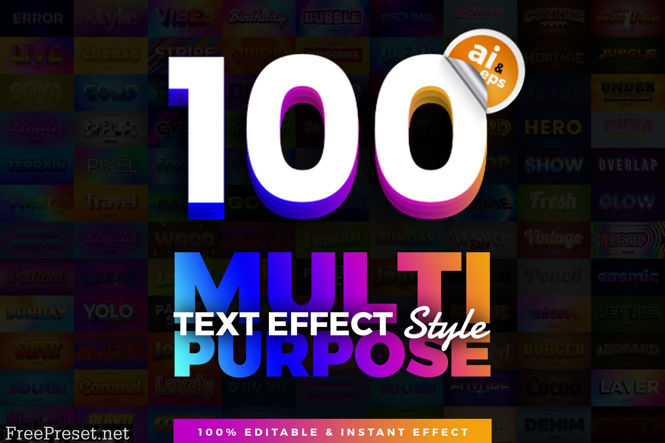 100 in 1 Bundle Multipurpose Text Effect 7153950