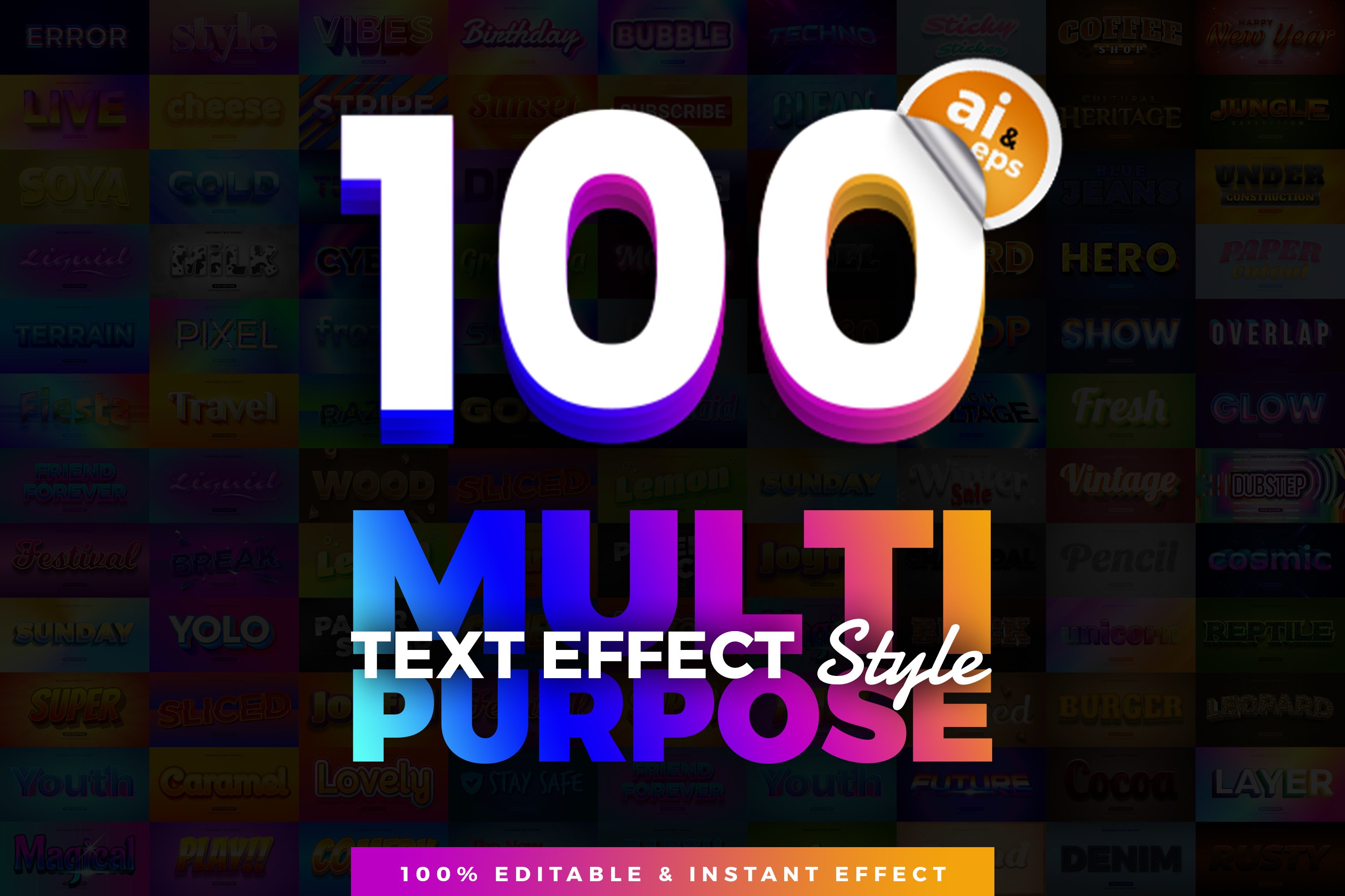 100 in 1 Bundle Multipurpose Text Effect 7153950