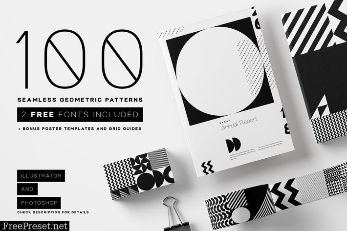 100 seamless geometric patterns