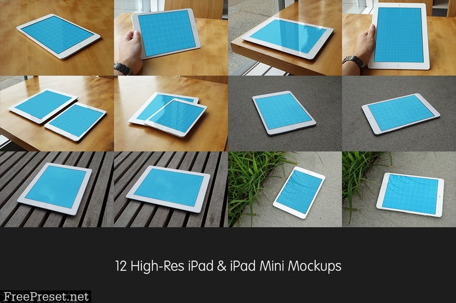 12 Realistic iPad & iPad Mini Mockups