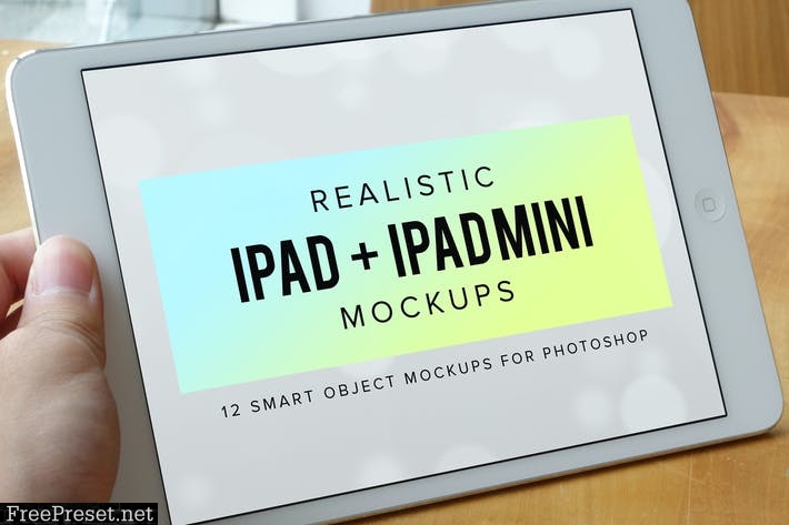 12 Realistic iPad & iPad Mini Mockups