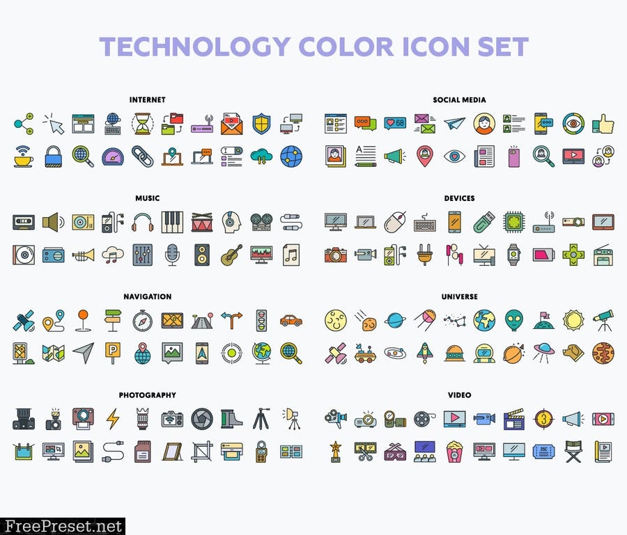 1960 Modern Flat Line Color Icons PSYZD3